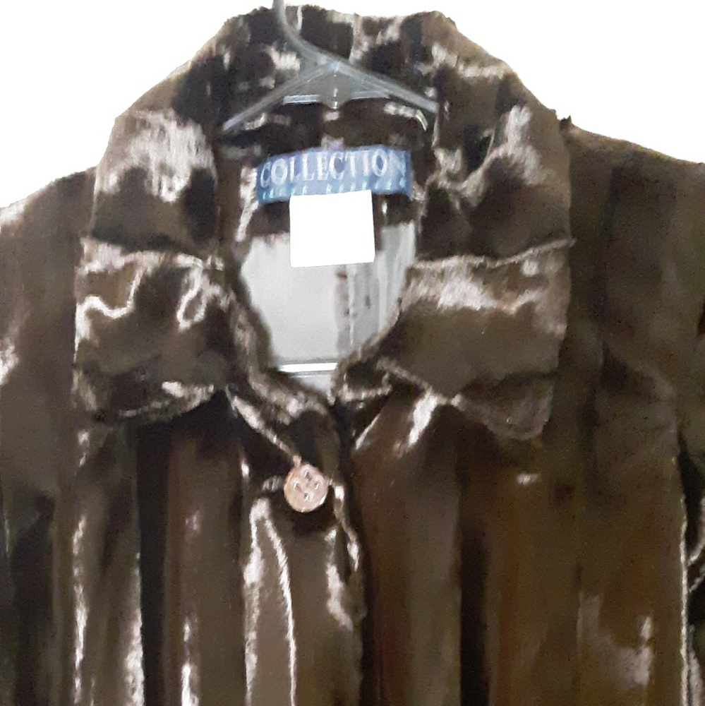 Harve Bernard Faux Mink Jacket Brown Sz 4 - Picture 3 of 5